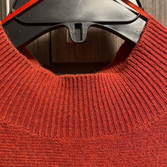 Fall hued pumpkin rust orange heathered mock neck slouchy loose fit sweater s/m - Picture 5 of 7